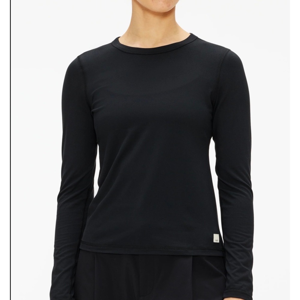 Vuori Ribbed Long Sleeve Henley Top Black Seamless XS